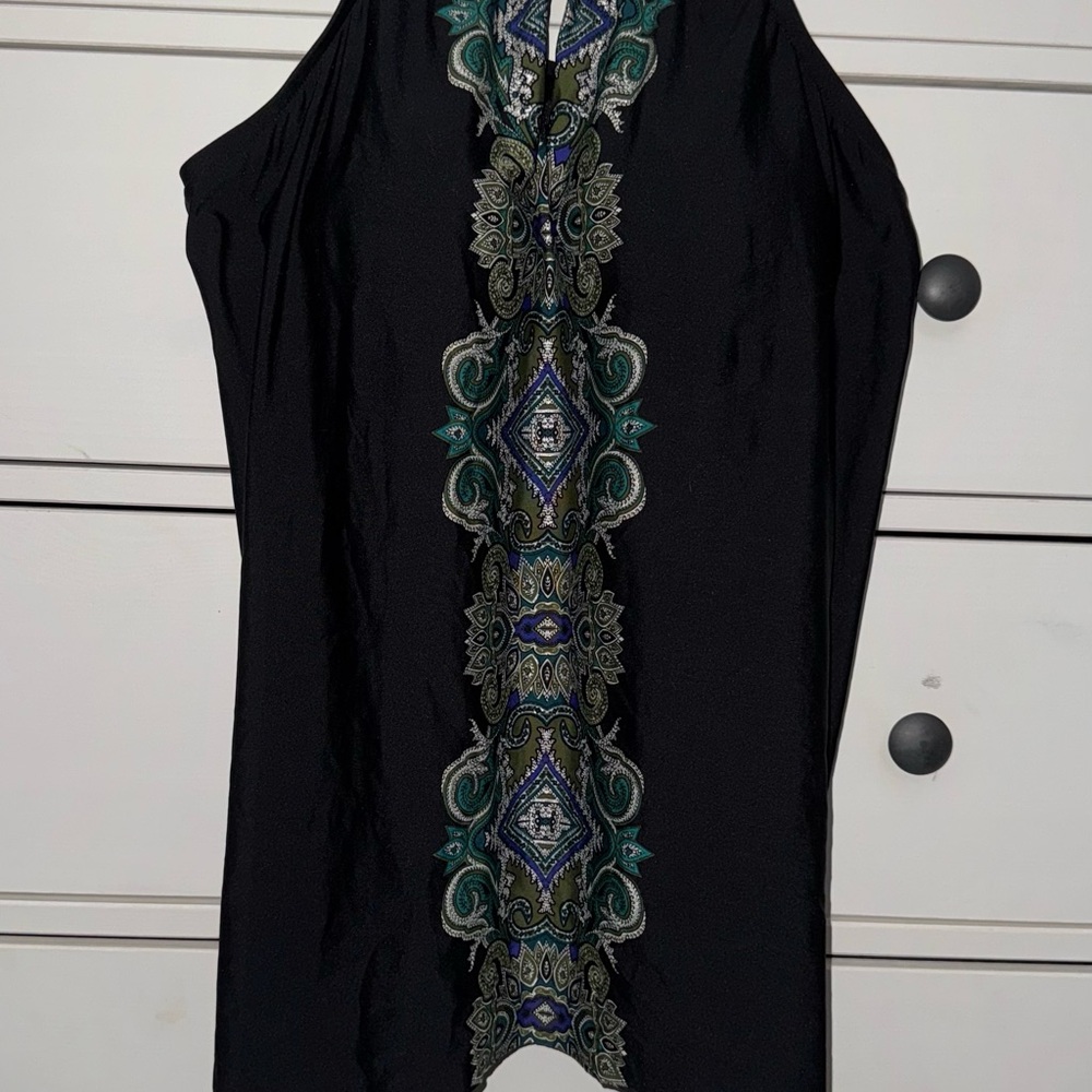 Miraclesuit Black Asymmetrical Sleeveless Swimwear